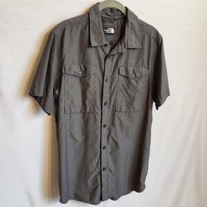 North face button down short sleeve collar pocket dark gray pre-owned small